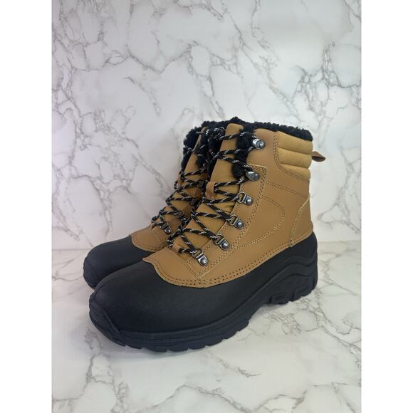 All In Motion Men\'s Winter Boots Waterproof Faux Fur Outdoor NWOT Size 8 K078